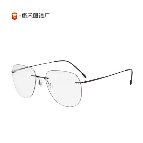 欧洲爆款纯钛眼镜架 超轻超弹b钛折叠无框眼镜 ip电镀工厂直销