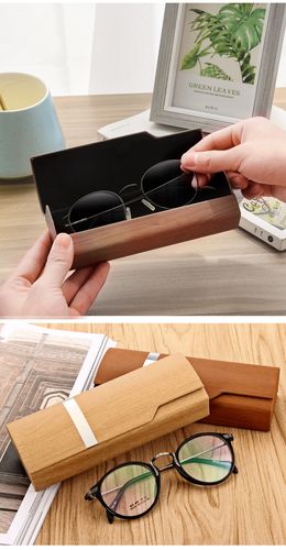 高档木纹眼镜盒定做 可爱近视板材框架眼睛盒定制logo